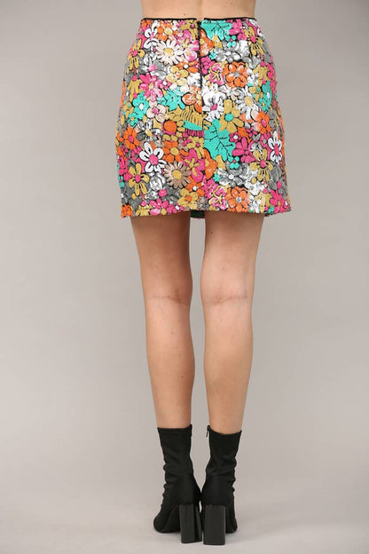 Multi-Color Sequin Mini Skirt