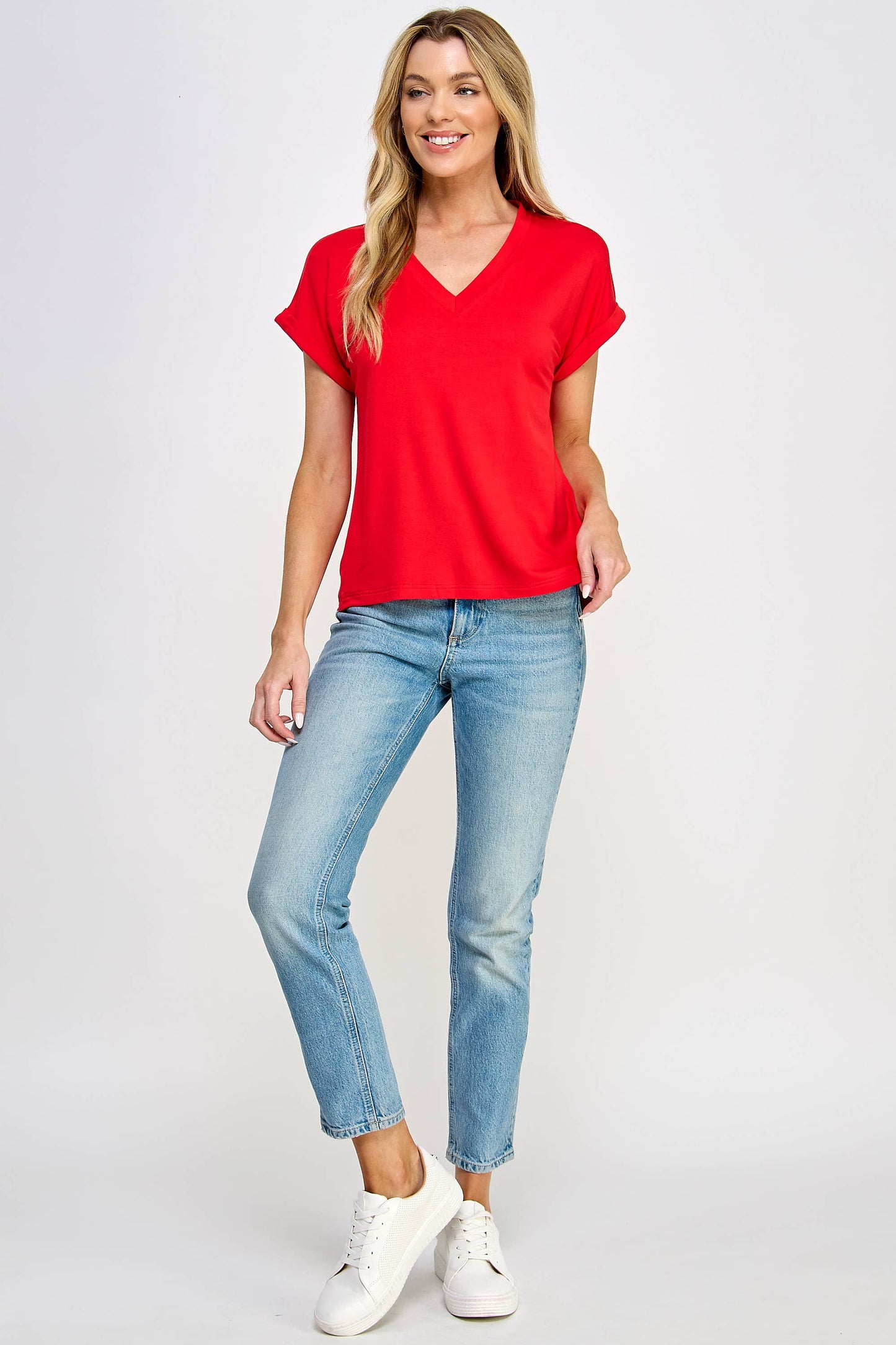 V-Neck Tee - Red