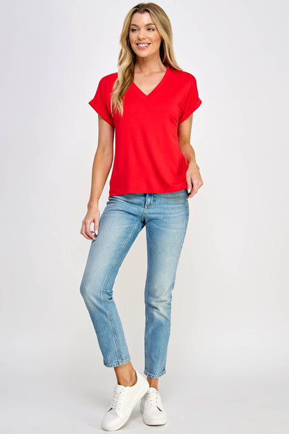 V-Neck Tee - Red