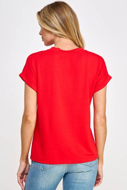 V-Neck Tee - Red