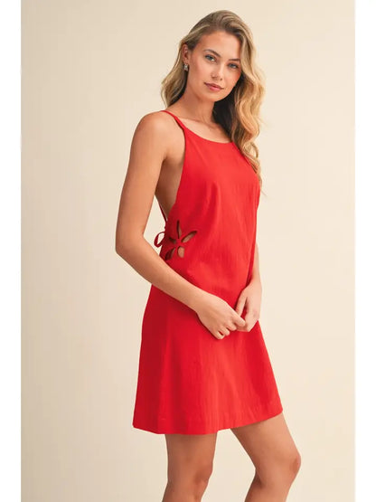 Backless Mini Dress - Red