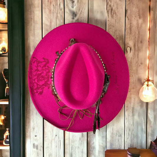 Wild Flowers Wild Horses Burned Hat Cowboy Western Hat RTS - BAY WINDOW
