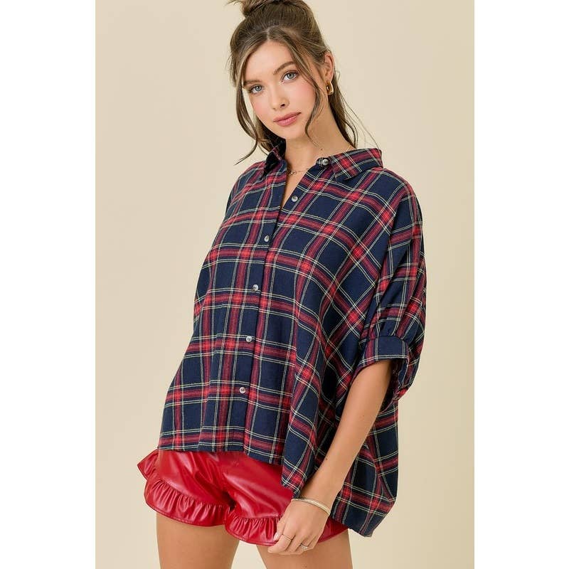 Plaid Oversize Button Down Shirt