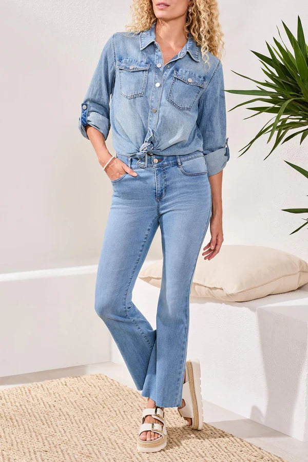 Audrey Hugging Flare Jeans - Coastal Blue