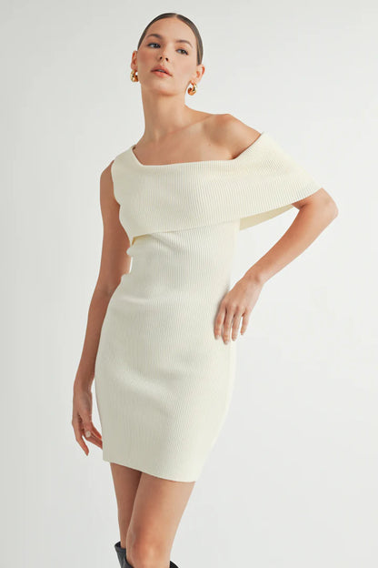 One Shoulder Sweater Dress - BAY WINDOW