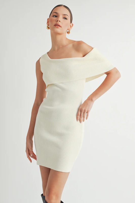 One Shoulder Sweater Dress - BAY WINDOW