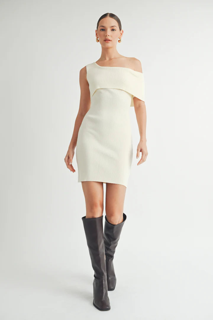 One Shoulder Sweater Dress - BAY WINDOW