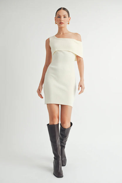 One Shoulder Sweater Dress - BAY WINDOW