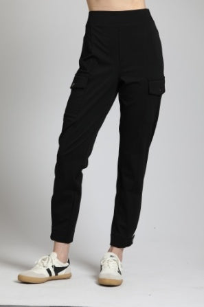 Ponte Pull On Cargo Pant - Black - BAY WINDOW