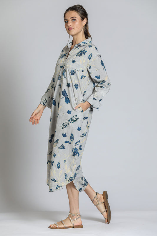 T38P/B-947D/CT Printed Shirt Dress - Grey Multi - BAY WINDOW