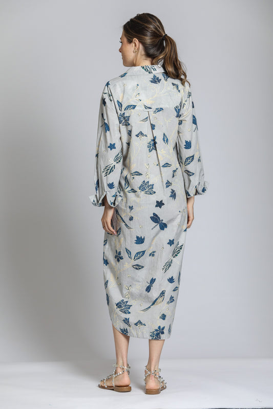 T38P/B-947D/CT Printed Shirt Dress - Grey Multi - BAY WINDOW