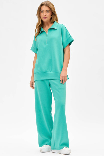 Short Sleeve Quarter Zip + Pants Modal Set