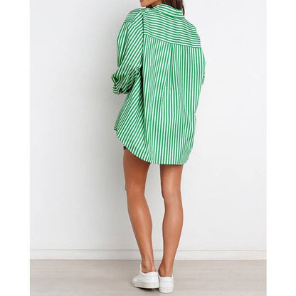 Striped Oversized Shirt and Drawstring Shorts Set