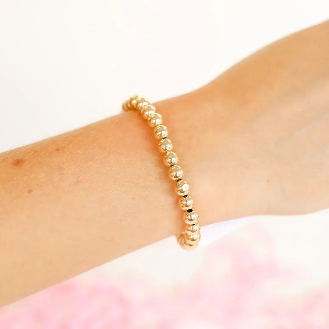 6MM Gold Beaded Bracelet