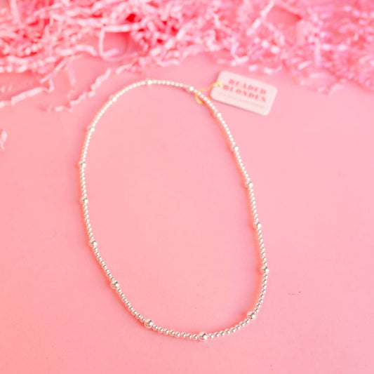 Olive Silver Beaded Necklace - BAY WINDOW