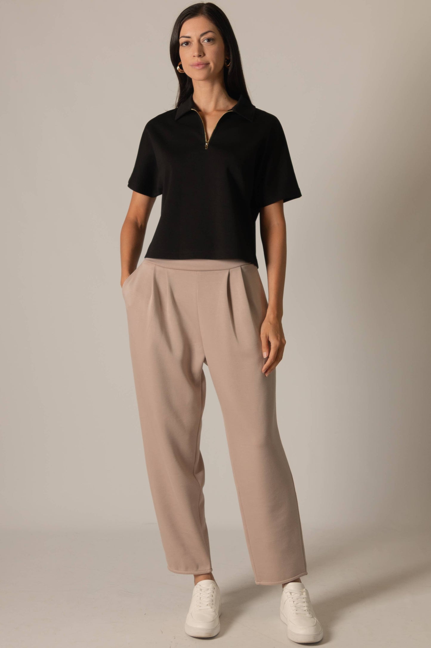 Butter Modal Short Sleeve Quarter Zip Top - BAY WINDOW