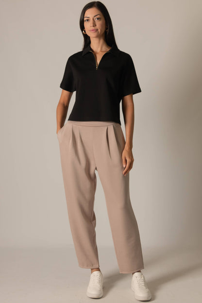 Butter Modal Short Sleeve Quarter Zip Top - BAY WINDOW