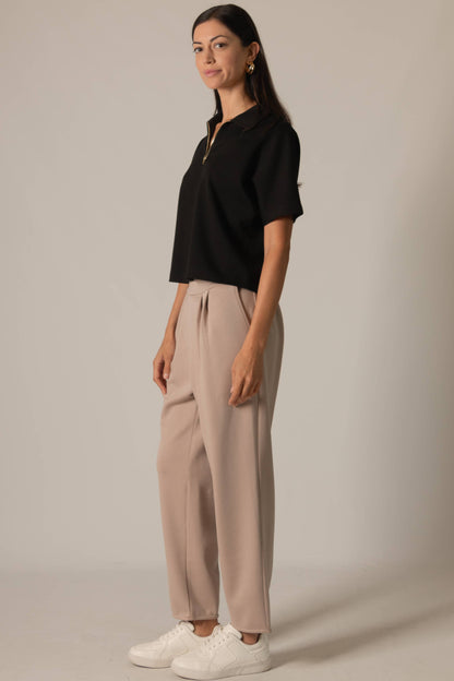 Butter Modal Short Sleeve Quarter Zip Top - BAY WINDOW