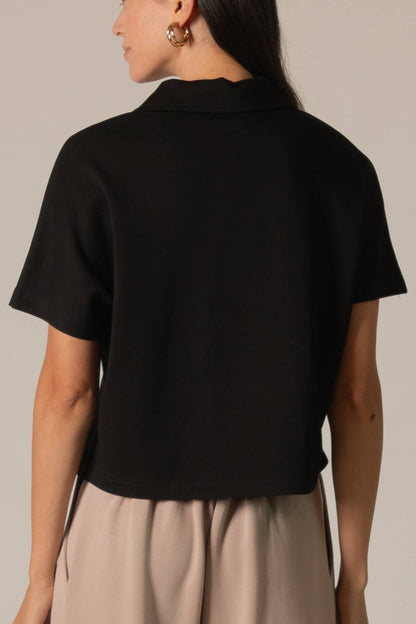 Butter Modal Short Sleeve Quarter Zip Top - BAY WINDOW