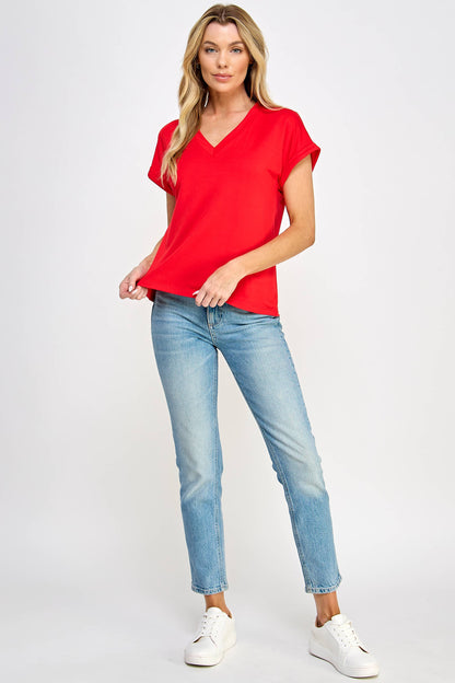 V-Neck Tee - Red