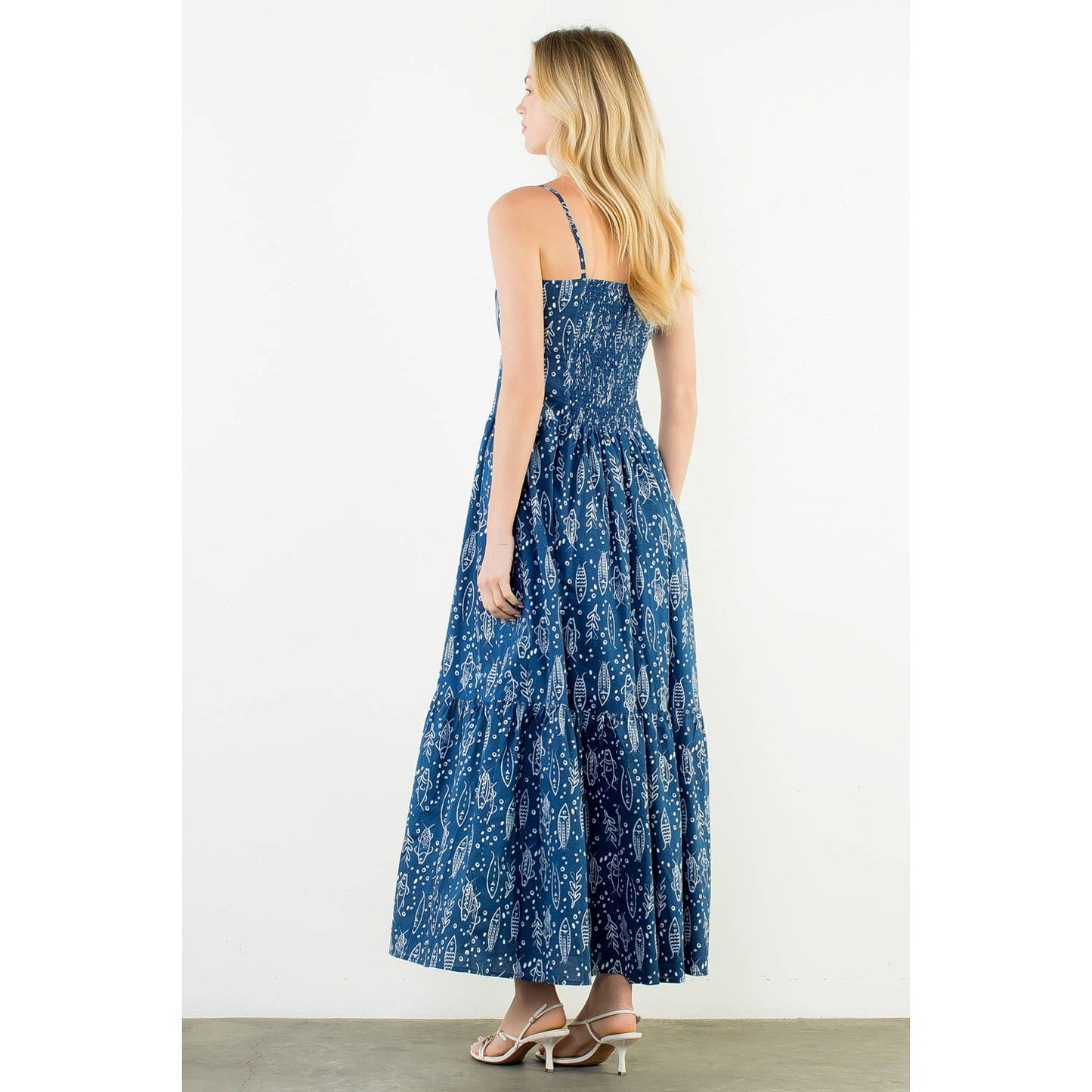 Fish Print Tiered Dress