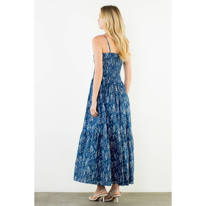 Fish Print Tiered Dress