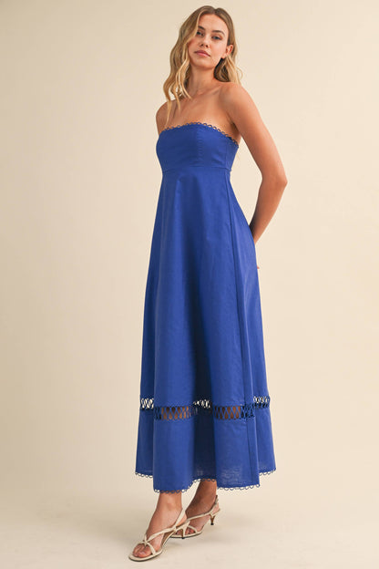 ID10248 LINEN ROPE EMBROIDERED ACCENT MINI DRESS