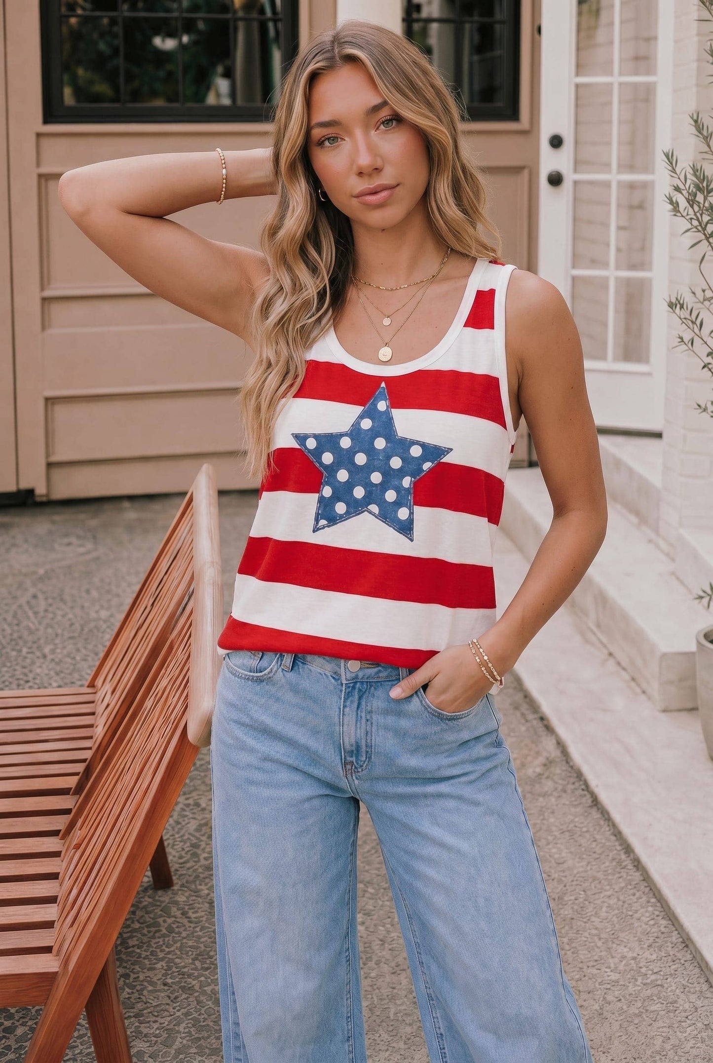 4th of July Star Stripe Tank Top