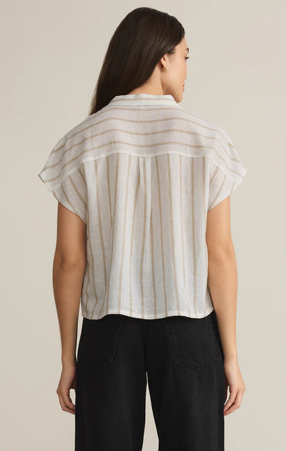 Parallel Button Down Top - Cement