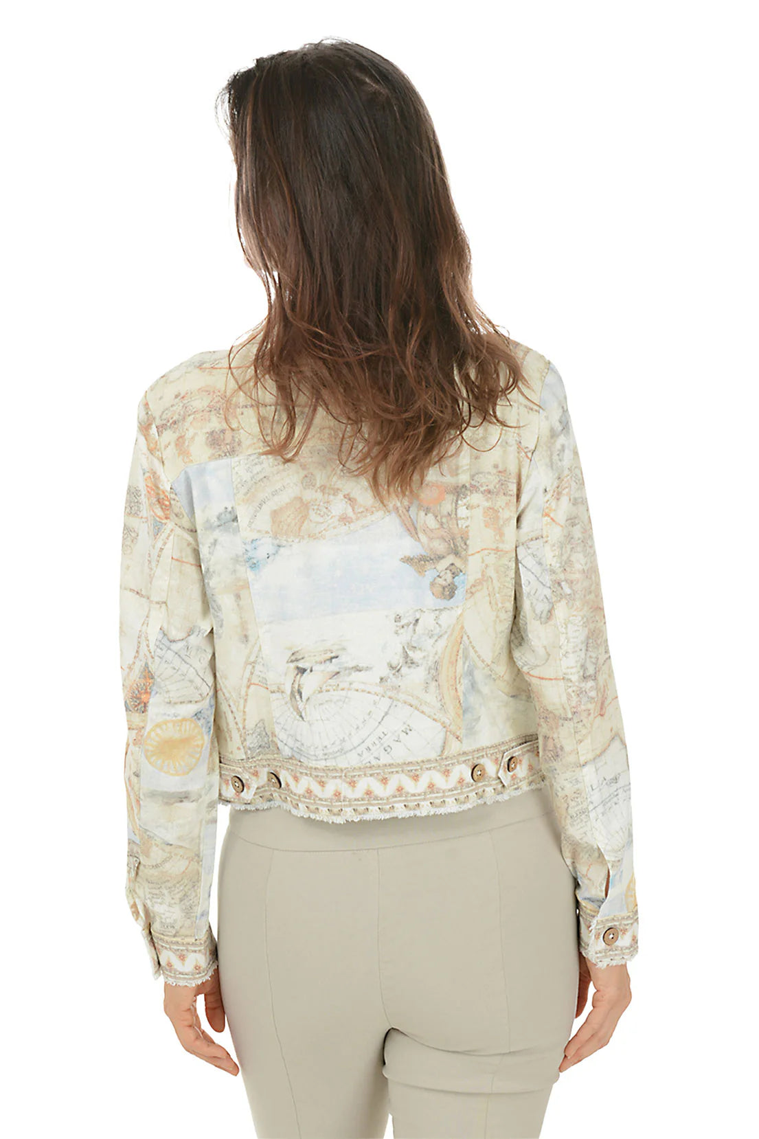 Printed Long Sleeve Button Front Jacket - Atlas - BAY WINDOW