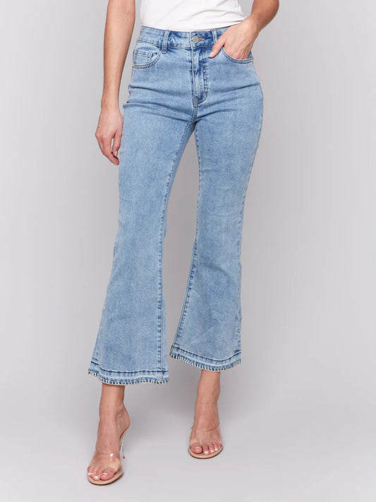 Blanket Stitch Straight Leg Pant - Lt. Blue - BAY WINDOW