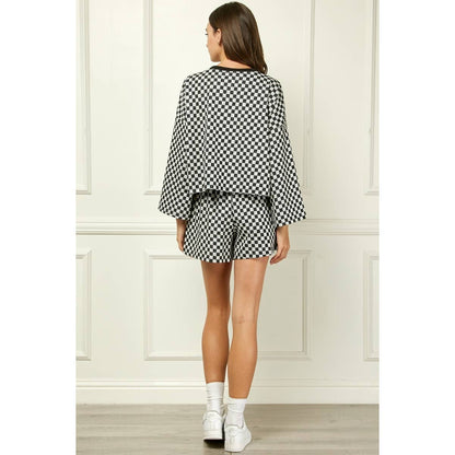 Checker Jersey Long Sleeve Top