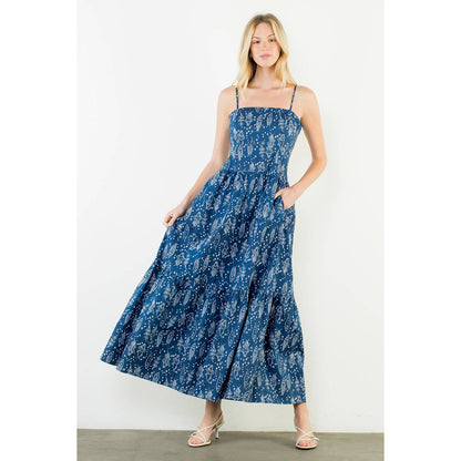 Fish Print Tiered Dress