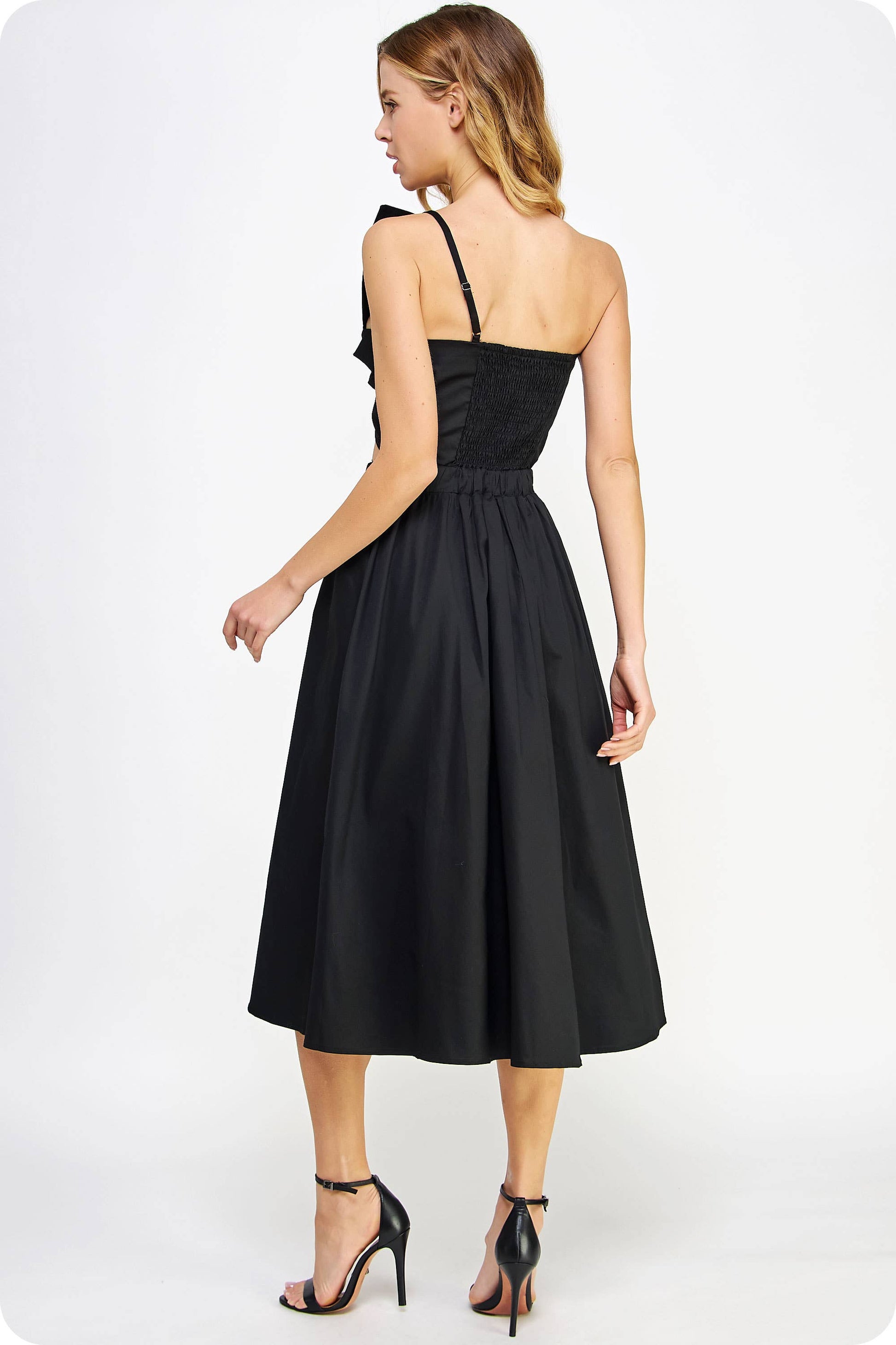 Knotted Flower Bow Midi Dress - BAY WINDOW