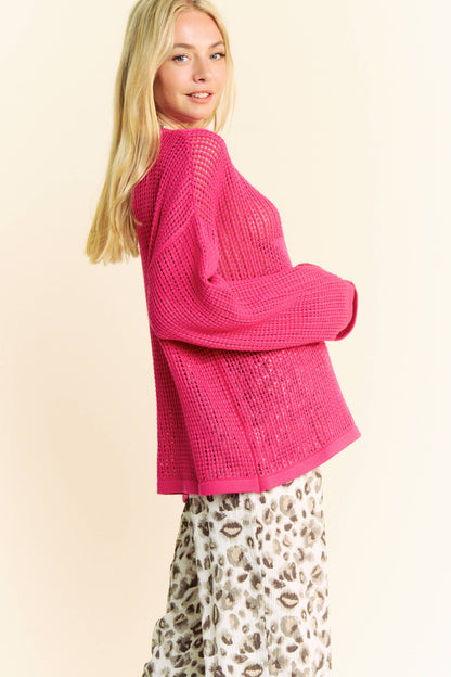 Star Front Light Weight Open Knit Pullover Sweater - BAY WINDOW