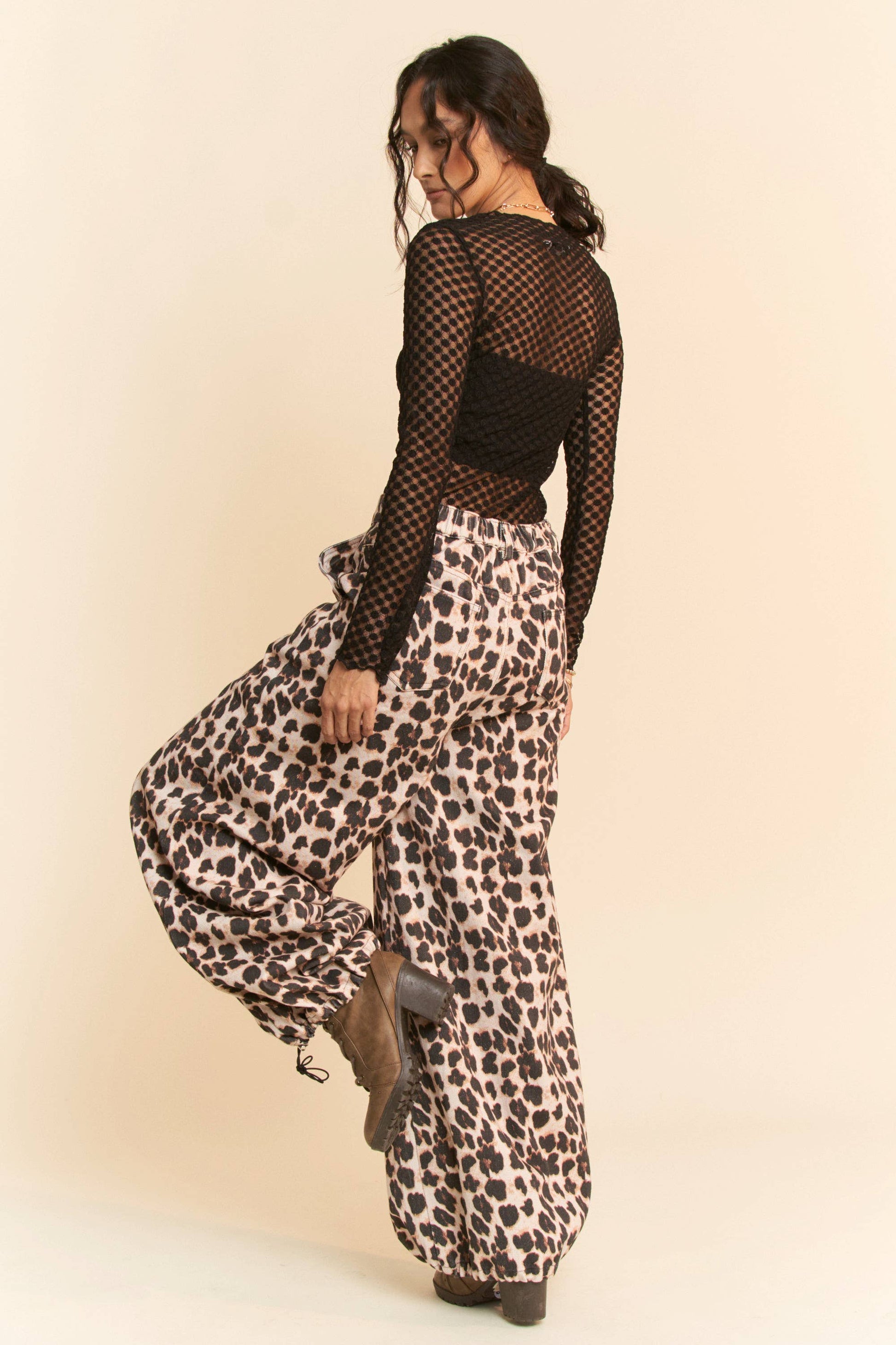 Long Sleeve Dot Crispin Lace Layering Mesh Top - BAY WINDOW