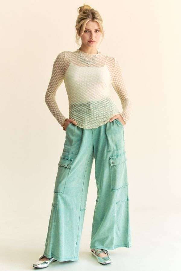 Long Sleeve Dot Crispin Lace Layering Mesh Top - BAY WINDOW
