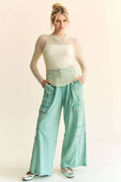 Long Sleeve Dot Crispin Lace Layering Mesh Top - BAY WINDOW