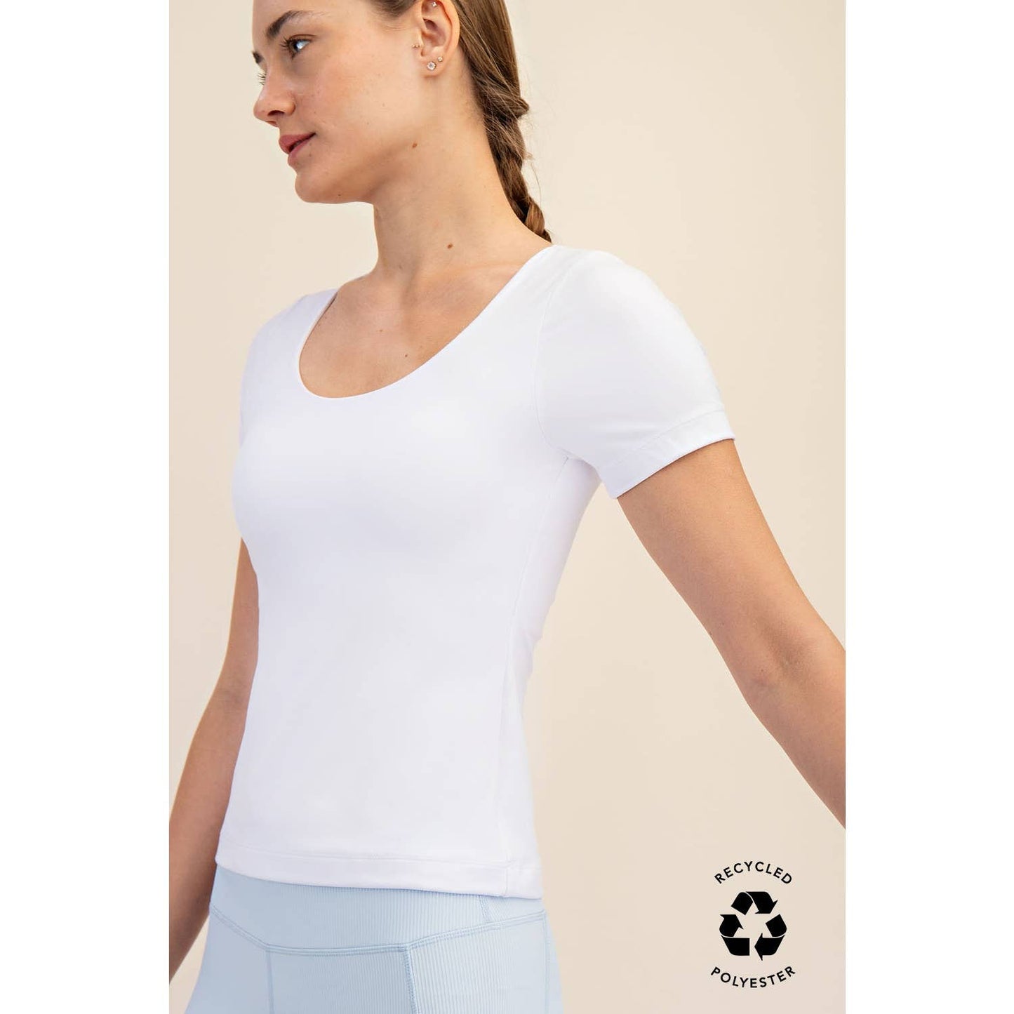 Recycled Butter Round Neck Short Sleeve Top