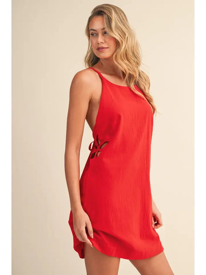 Backless Mini Dress - Red