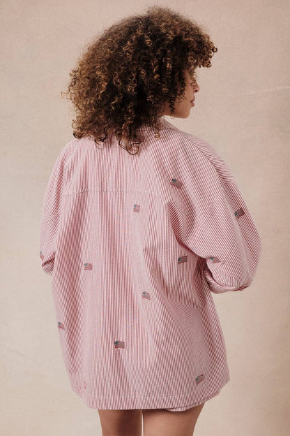 Stripe Flag Embroidered Shirt