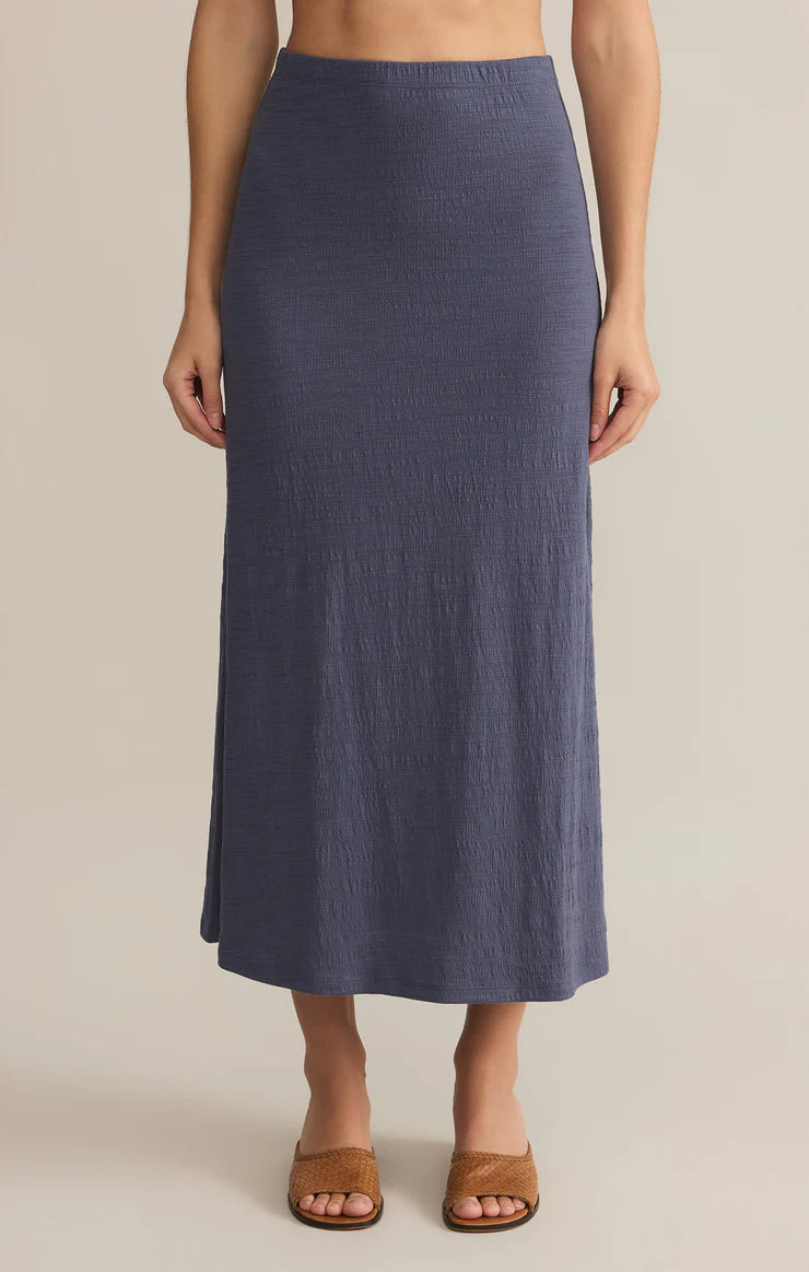 Delavine Textured Midi Skirt - Worn Blue