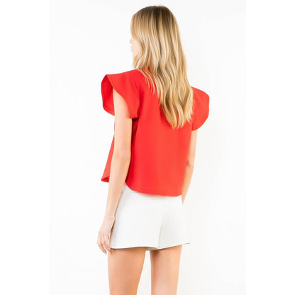 Short Sleeve Cut Out Detail Neckline Top