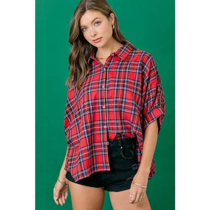 Plaid Oversize Button Down Shirt