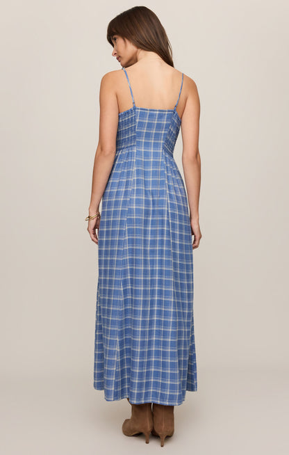 Angel Eyes Plaid Midi Dress - Mystic Blue