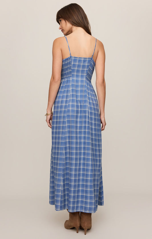 Angel Eyes Plaid Midi Dress - Mystic Blue