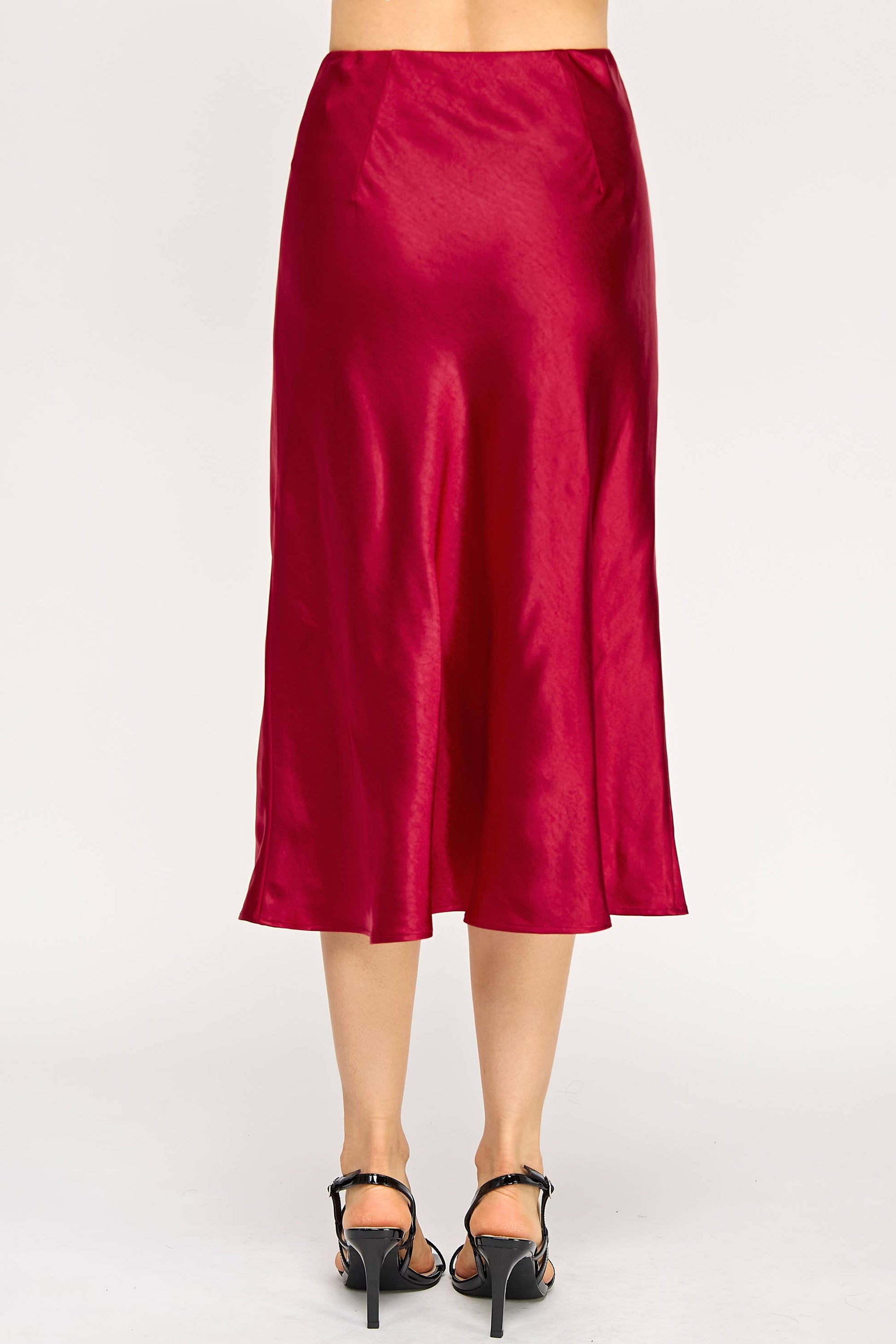 Satin Midi Skirt - BB Wine - BAY WINDOW