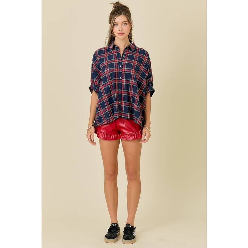 Plaid Oversize Button Down Shirt