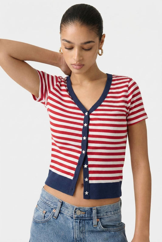 Americana Star Ribbed Cardigan