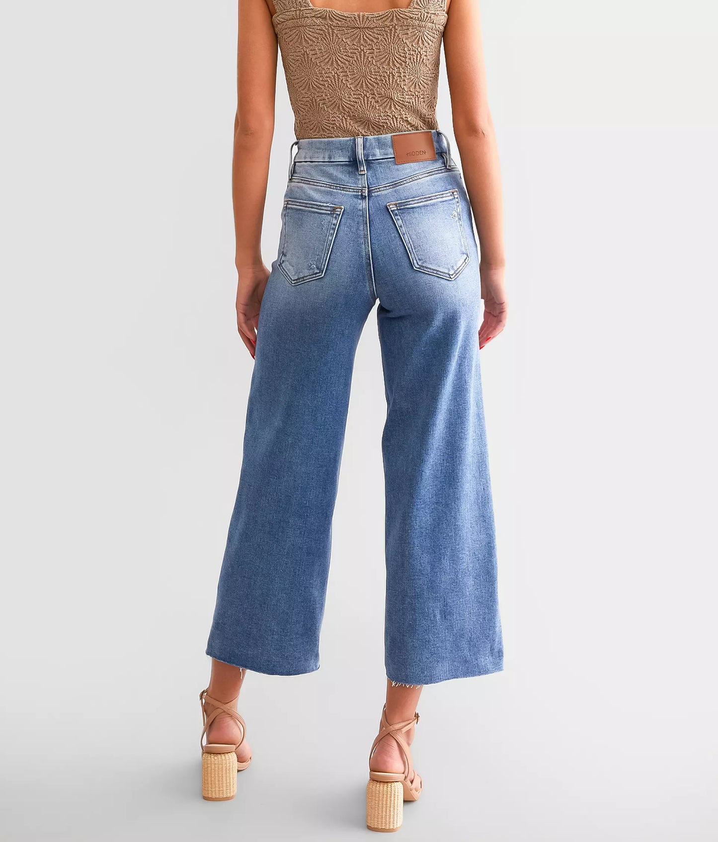 Nori - 27" Inseam High Rise Cropped Wide Leg Basic (Dark Wash)